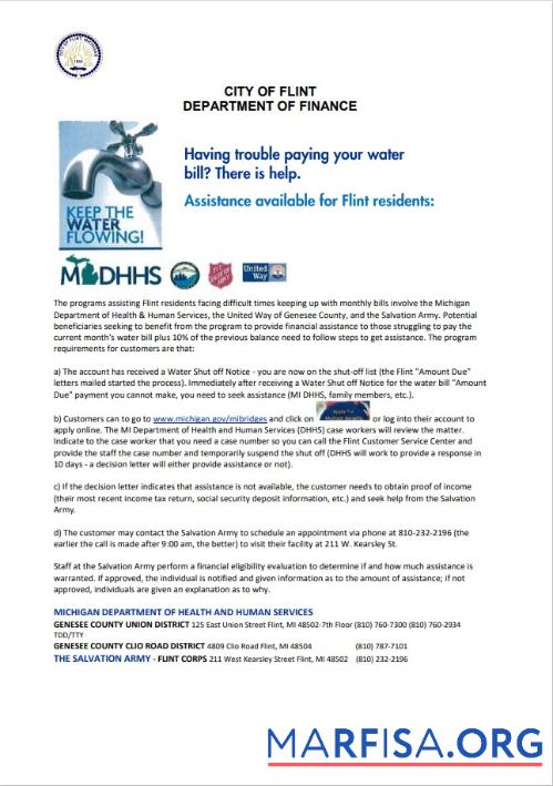 Printable USA City of Flint Michigan Department of Finance utility bill shutoff notice, Word and PDF template